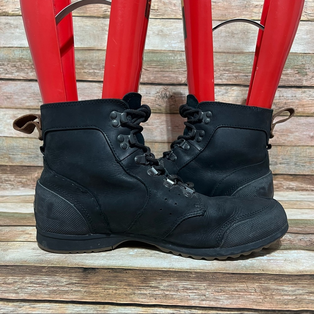Sorel Black Leather Ankeny Mid Boots - Picture 2 of 9
